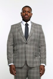 River Island Grey Big & Tall Notch Check Suit: Jacket - Image 1 of 6