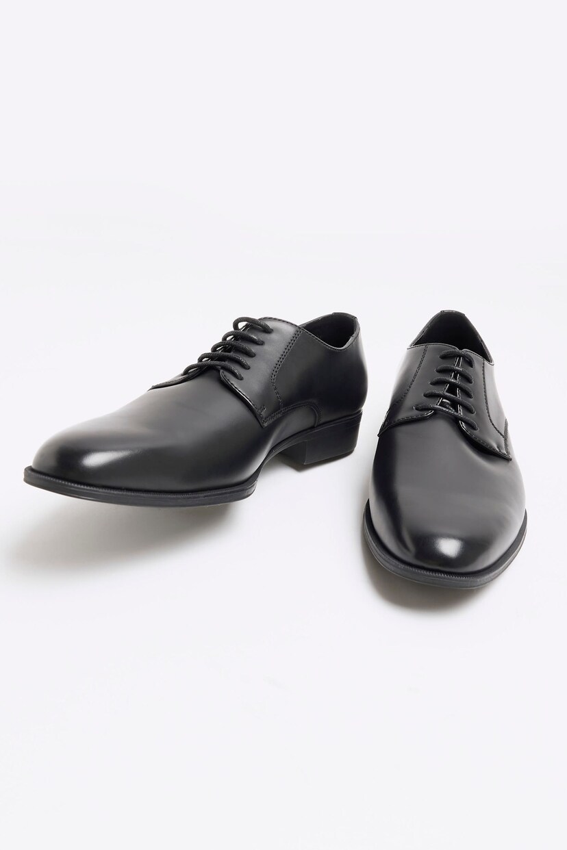 River Island Black Chrome Formal Point Leather Derby Shoes - Image 3 of 4