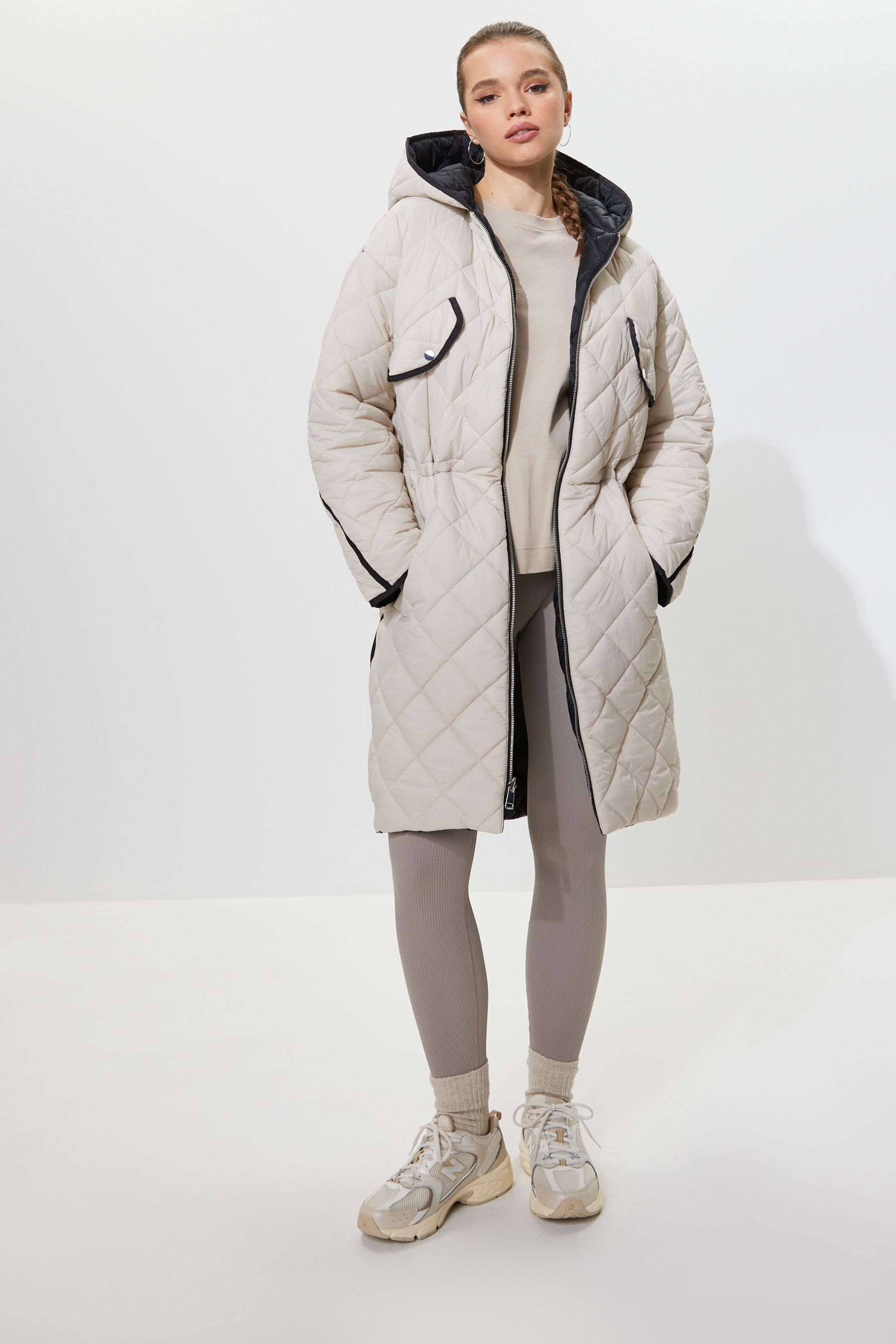 Buy Black White Reversible Quilted Coat from Next Luxembourg