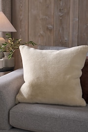 Light Natural Soft To Touch Plush 59 x 59cm Faux Fur Cushion - Image 2 of 7