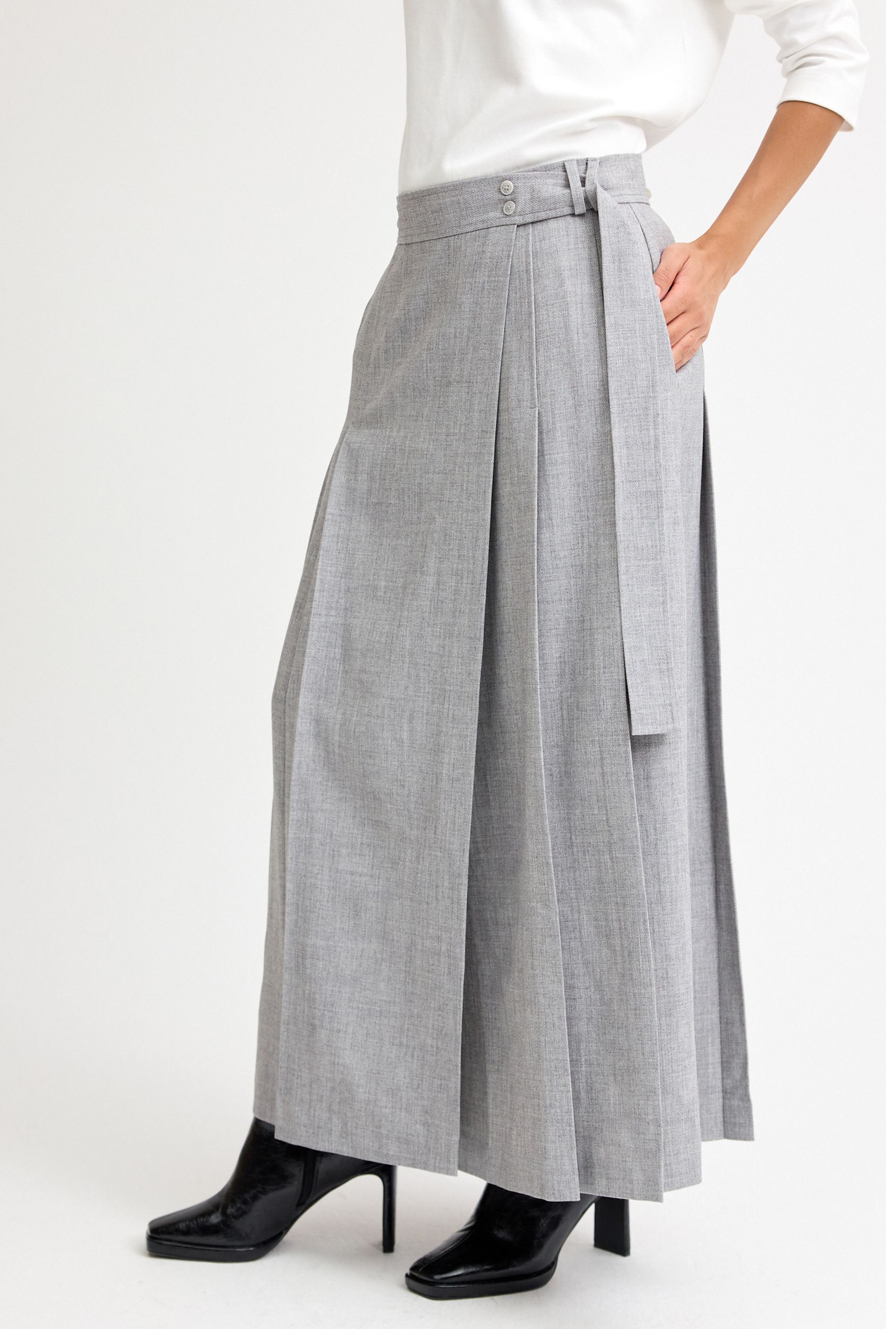 Buy Grey Textured Midi Wrap Skirt from Next Luxembourg