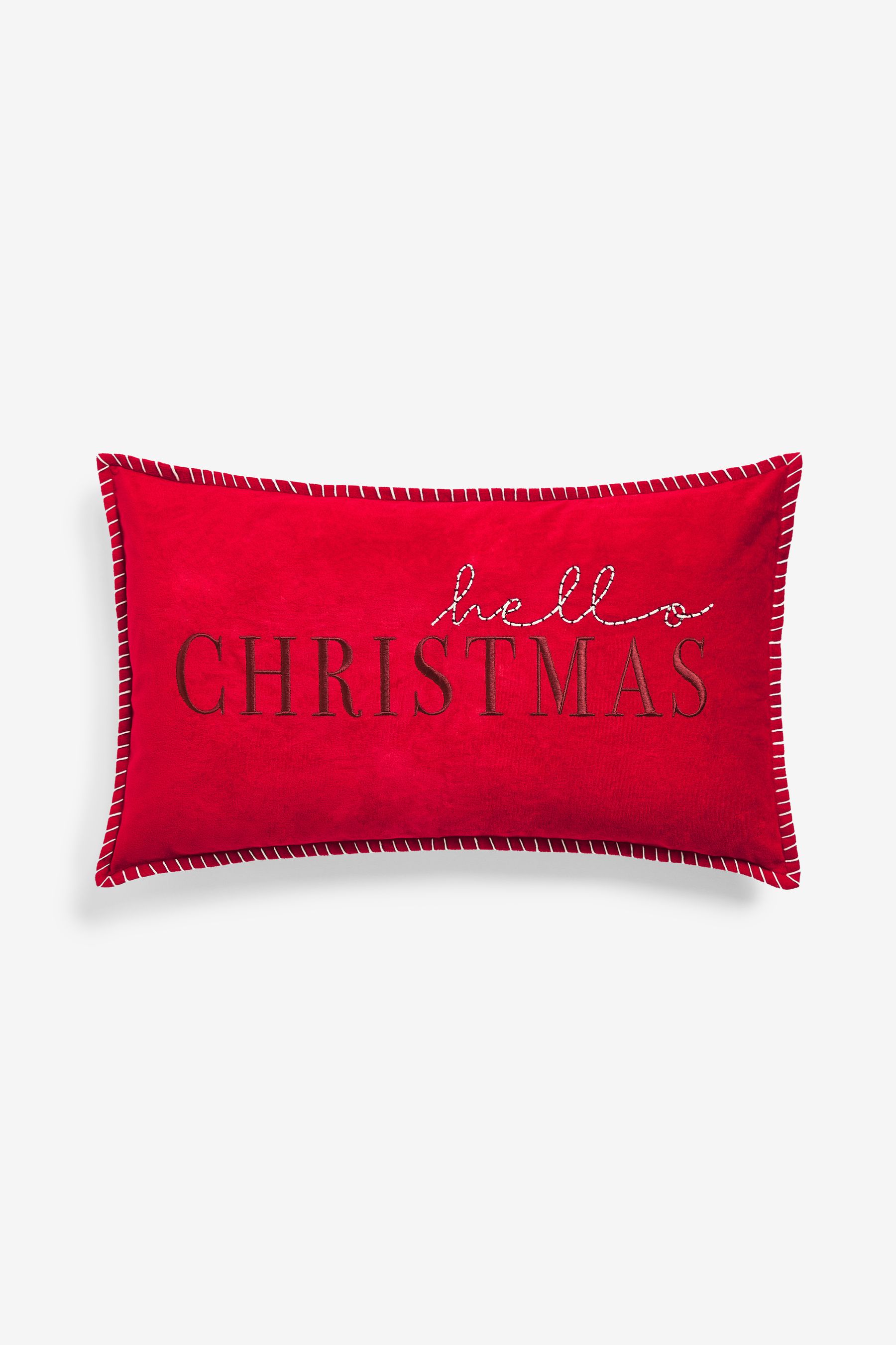 Buy Red Hello Christmas Cushion from Next Luxembourg