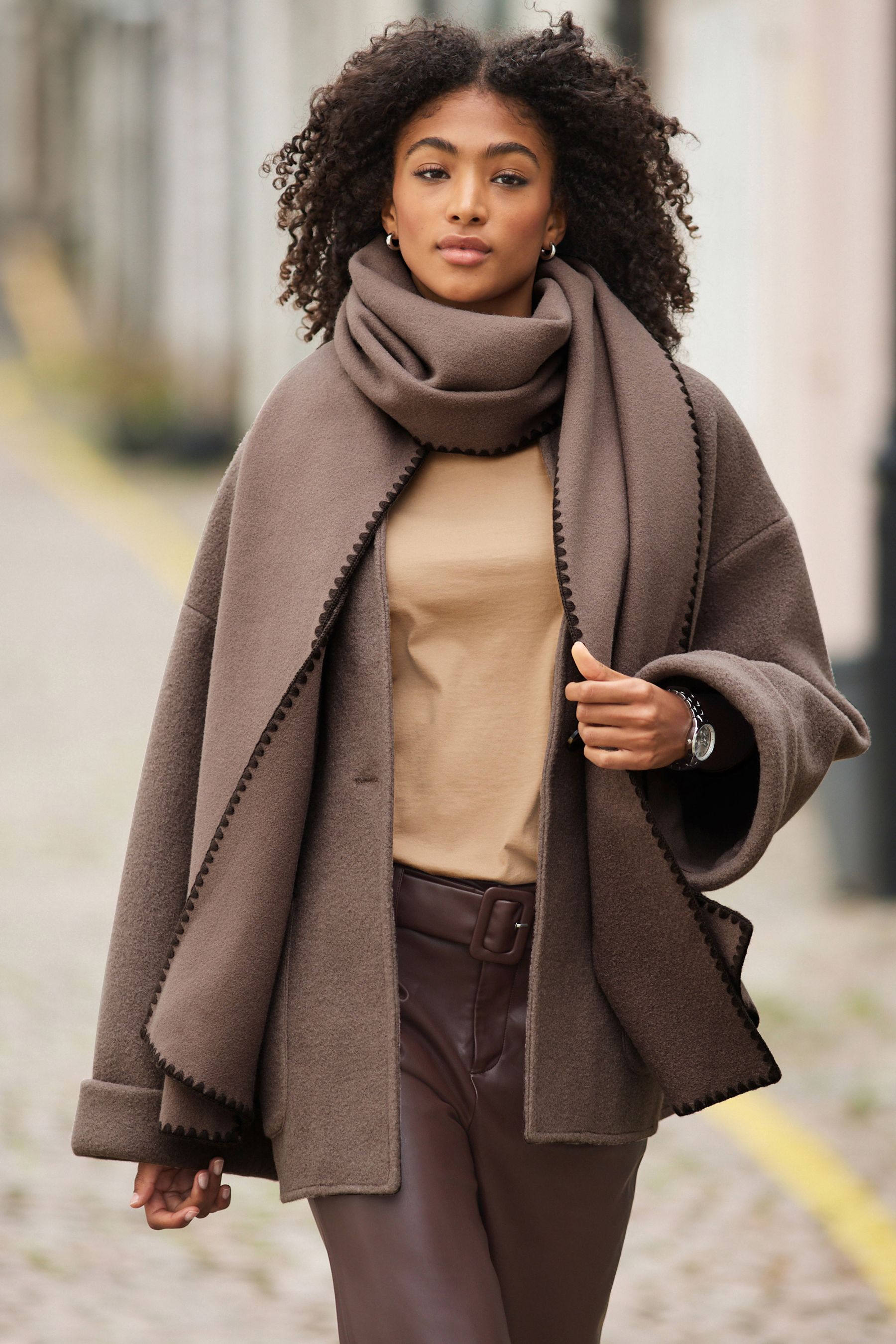 Brown Scarf Coat