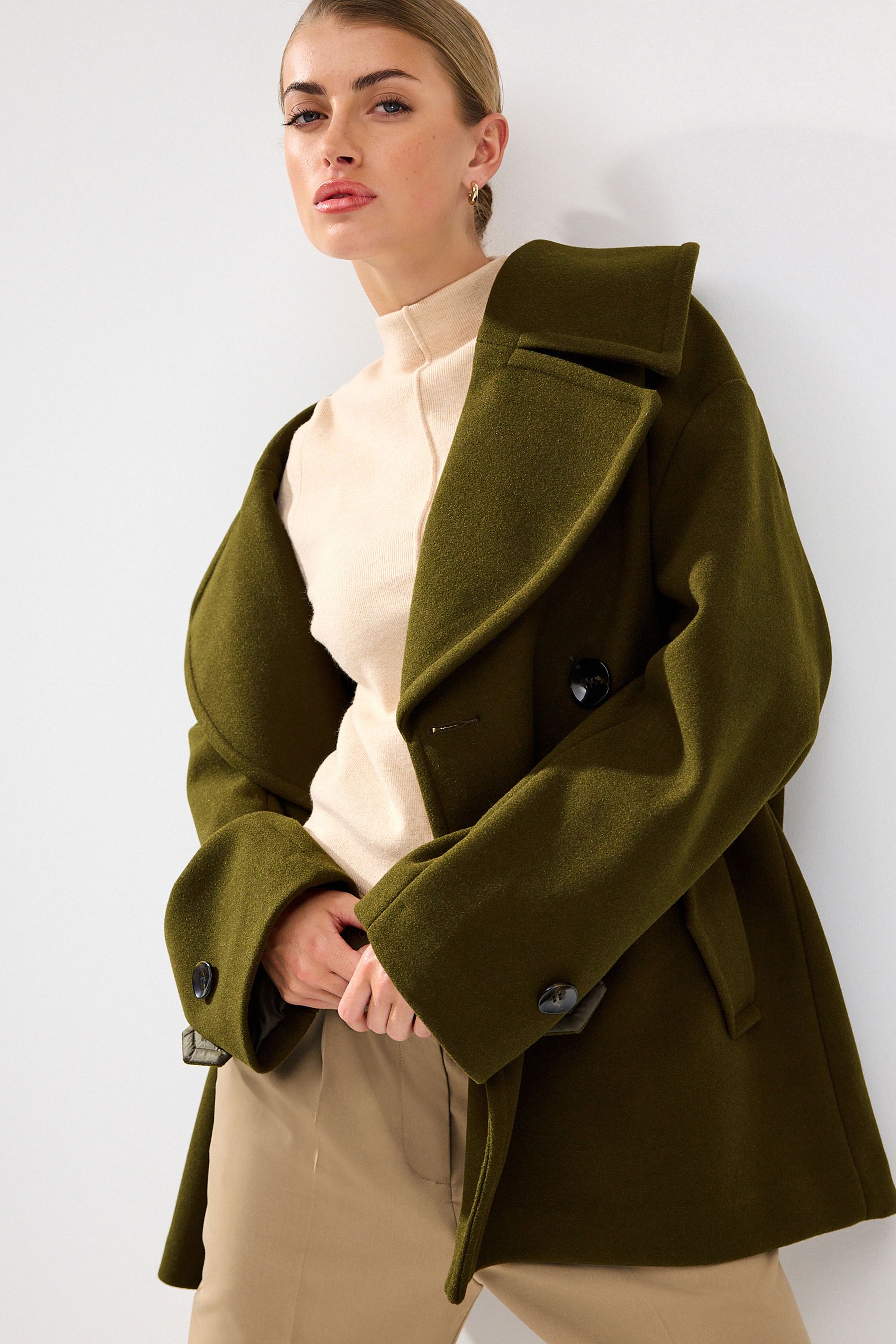 Green peacoat women's clearance