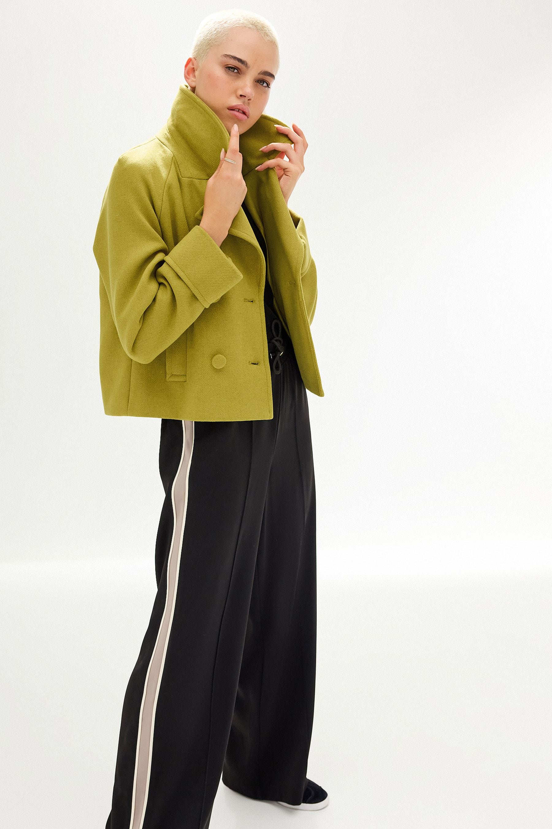 Buy Mustard Yellow Short Double Breasted Coat from Next Luxembourg