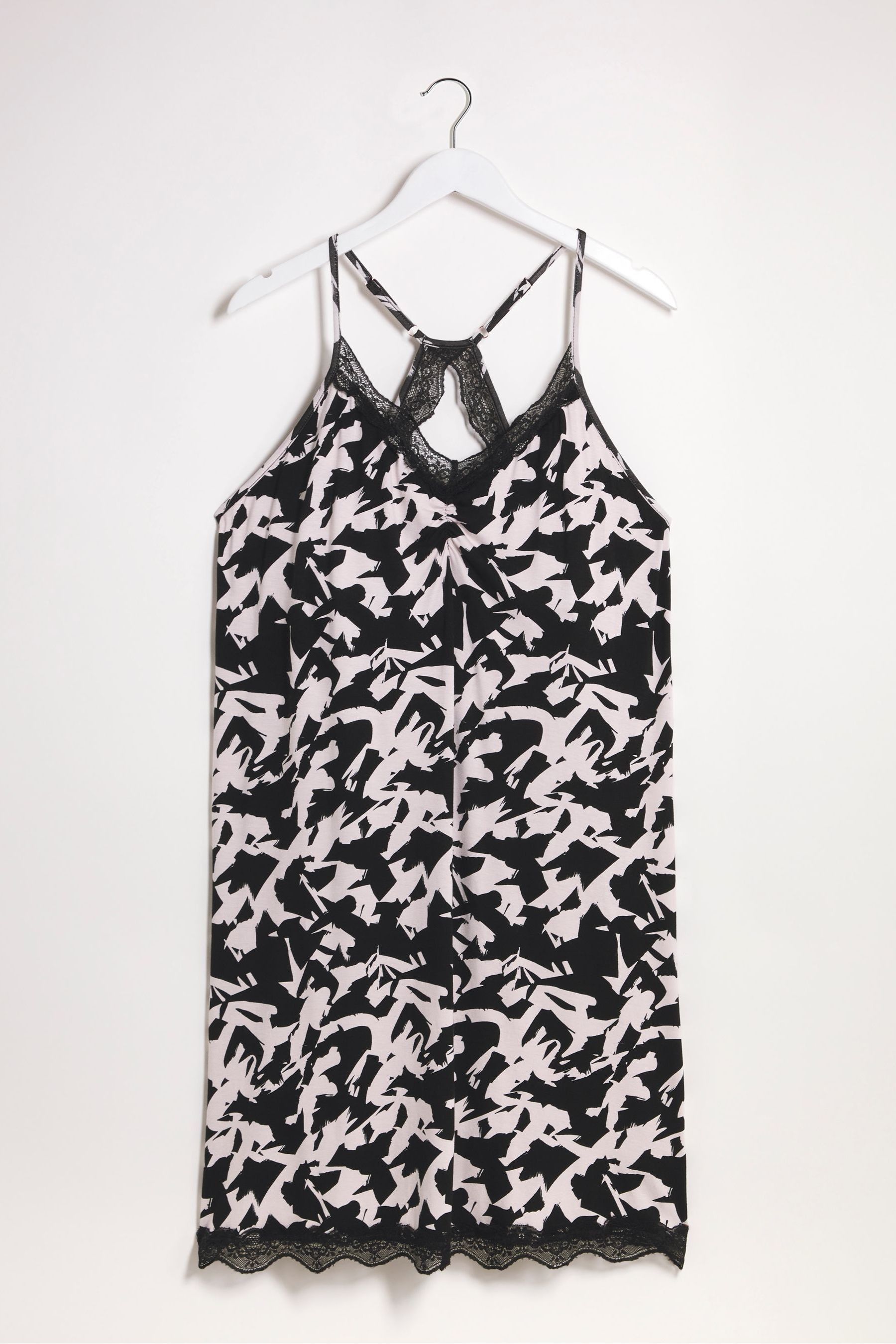 Buy Simply Be Black Mono Print Luna Secret Support Lace Nightie from the Next UK online shop