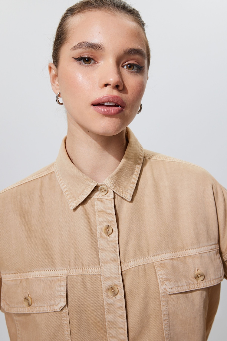 Neutral Oversized Denim Shirt - Image 4 of 4