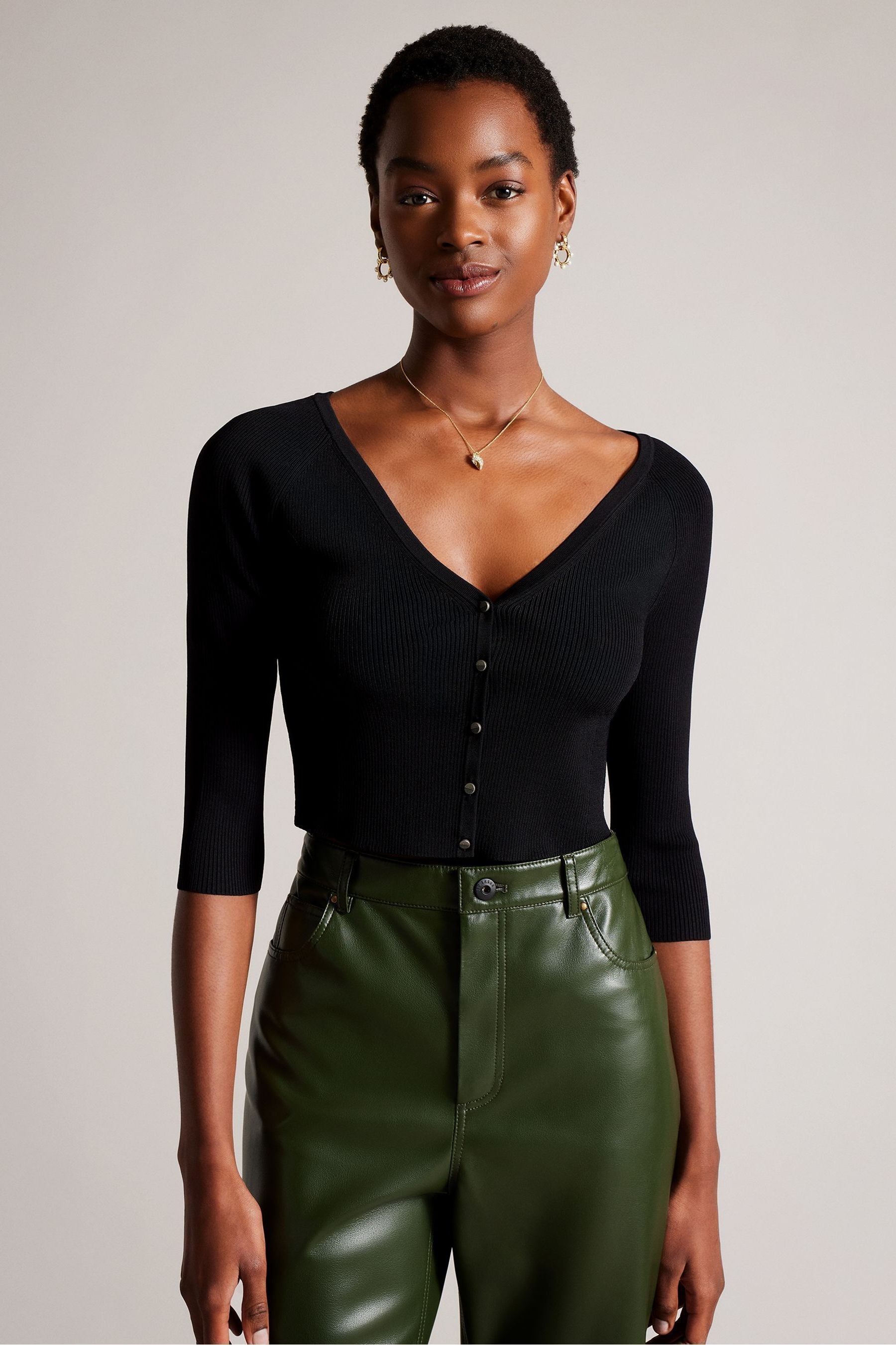Buy Ted Baker Casela Black Cropped V Front Cardigan from Next Germany