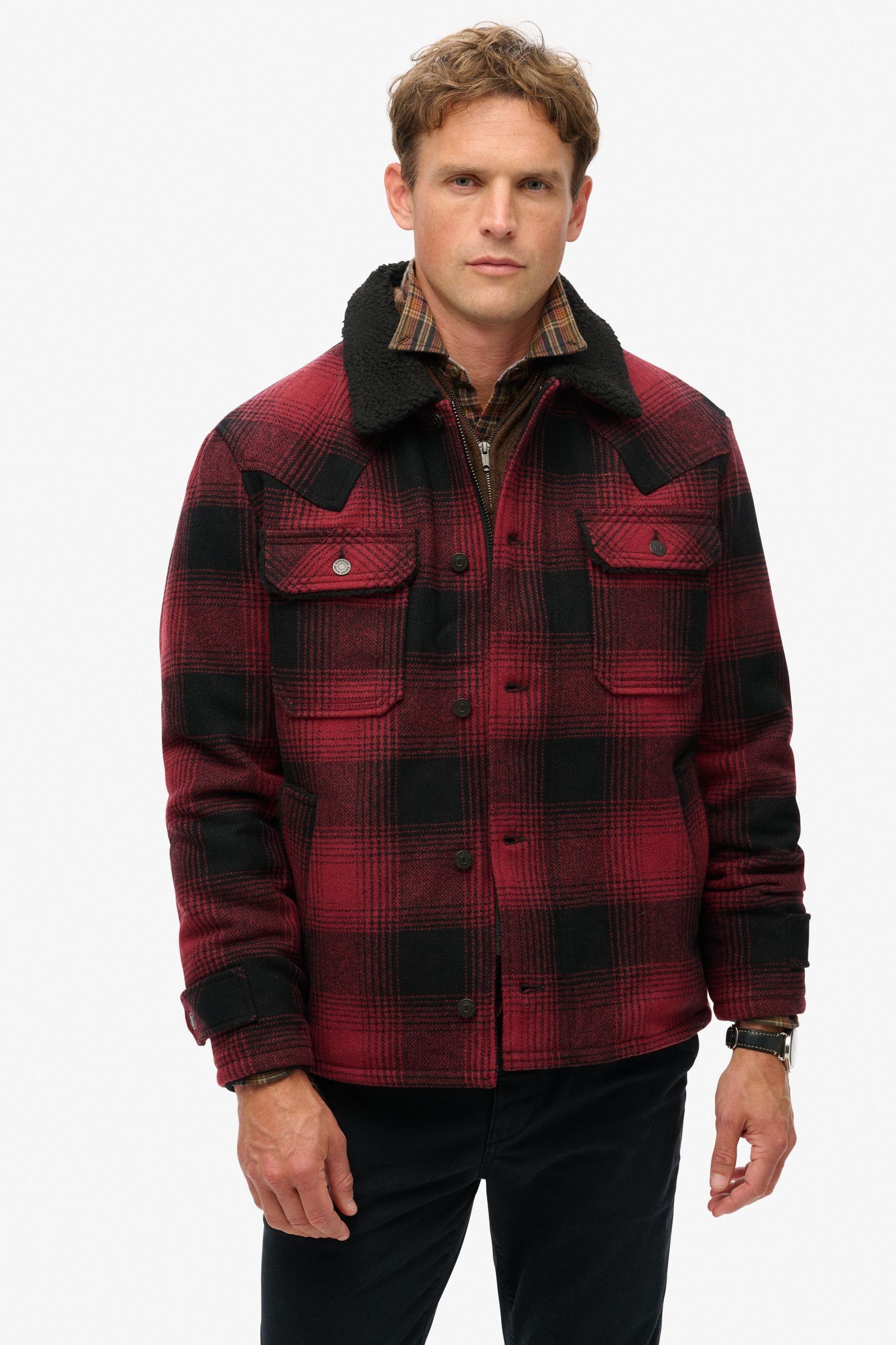 Red chore coat top