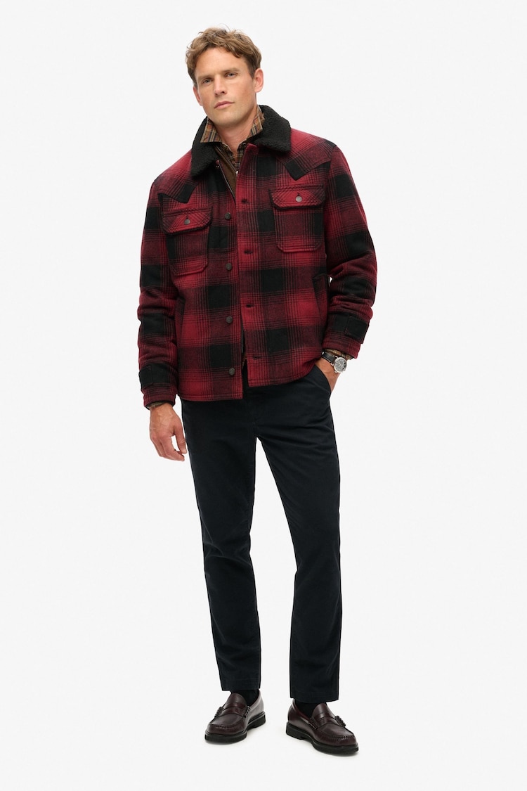 Superdry Red Merchant Wool Chore Coat Jacket - Image 2 of 8