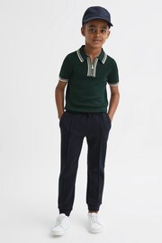 Reiss Emerald Regency Senior Half-Zip Striped T-Shirt - Image 1 of 7