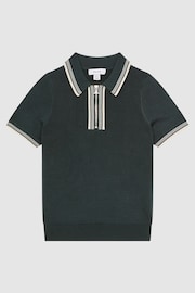 Reiss Emerald Regency Senior Half-Zip Striped T-Shirt - Image 2 of 7