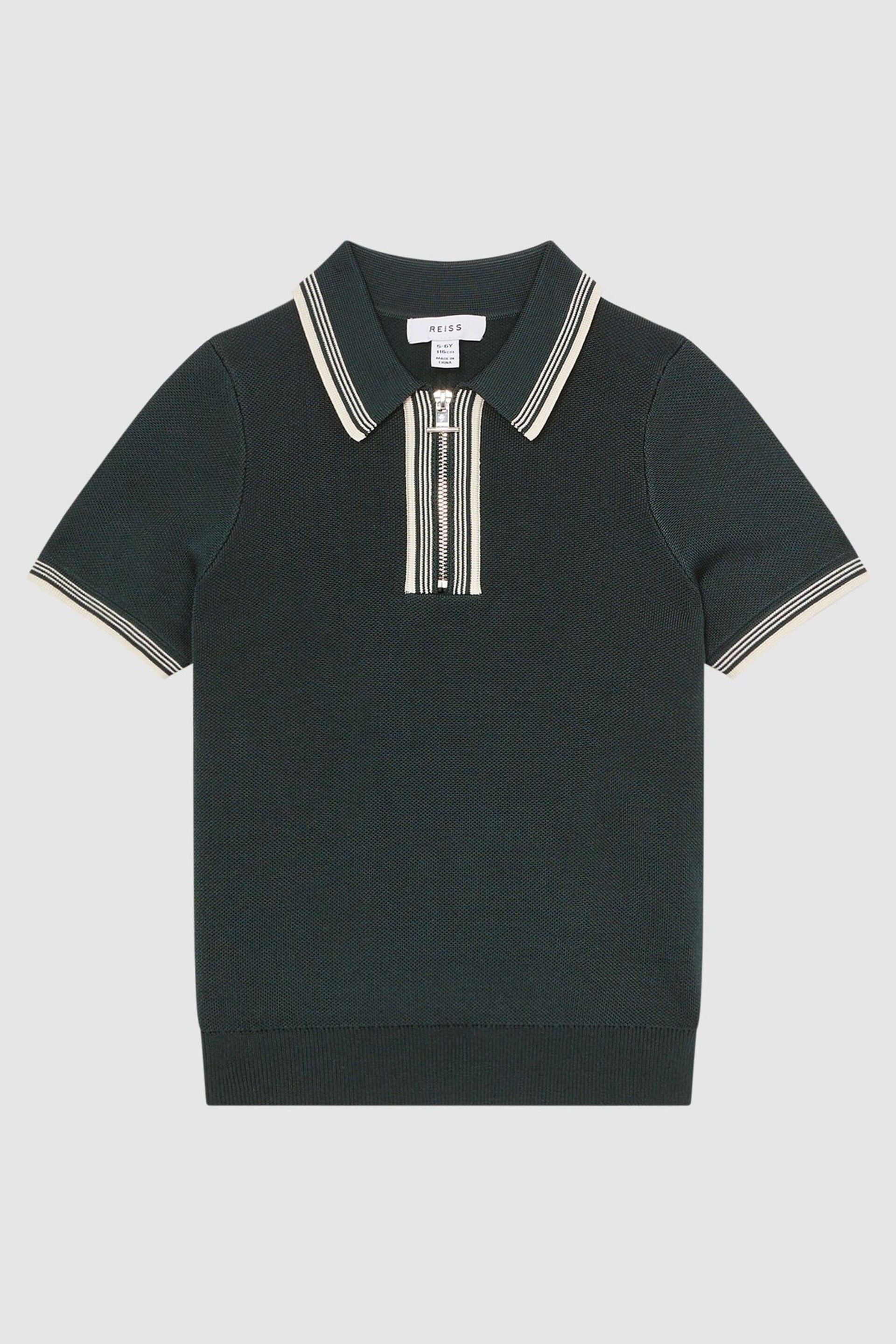 Reiss Emerald Regency Senior Half-Zip Striped T-Shirt - Image 2 of 7