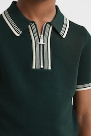 Reiss Emerald Regency Senior Half-Zip Striped T-Shirt - Image 4 of 7