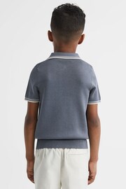 Reiss Ashley Blue Regency Senior Half-Zip Striped T-Shirt - Image 5 of 6