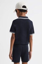 Reiss Navy Regency Senior Half-Zip Striped T-Shirt - Image 5 of 7