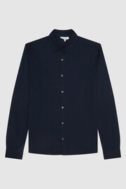 Reiss Navy King Mercerised Cotton Button-Through Shirt - Image 2 of 6