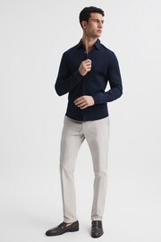 Reiss Navy King Mercerised Cotton Button-Through Shirt - Image 3 of 6