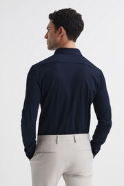 Reiss Navy King Mercerised Cotton Button-Through Shirt - Image 5 of 6