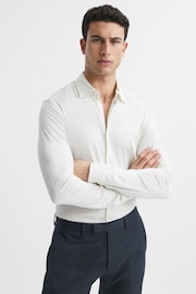 Reiss Ecru King Mercerised Cotton Button-Through Shirt - Image 1 of 6