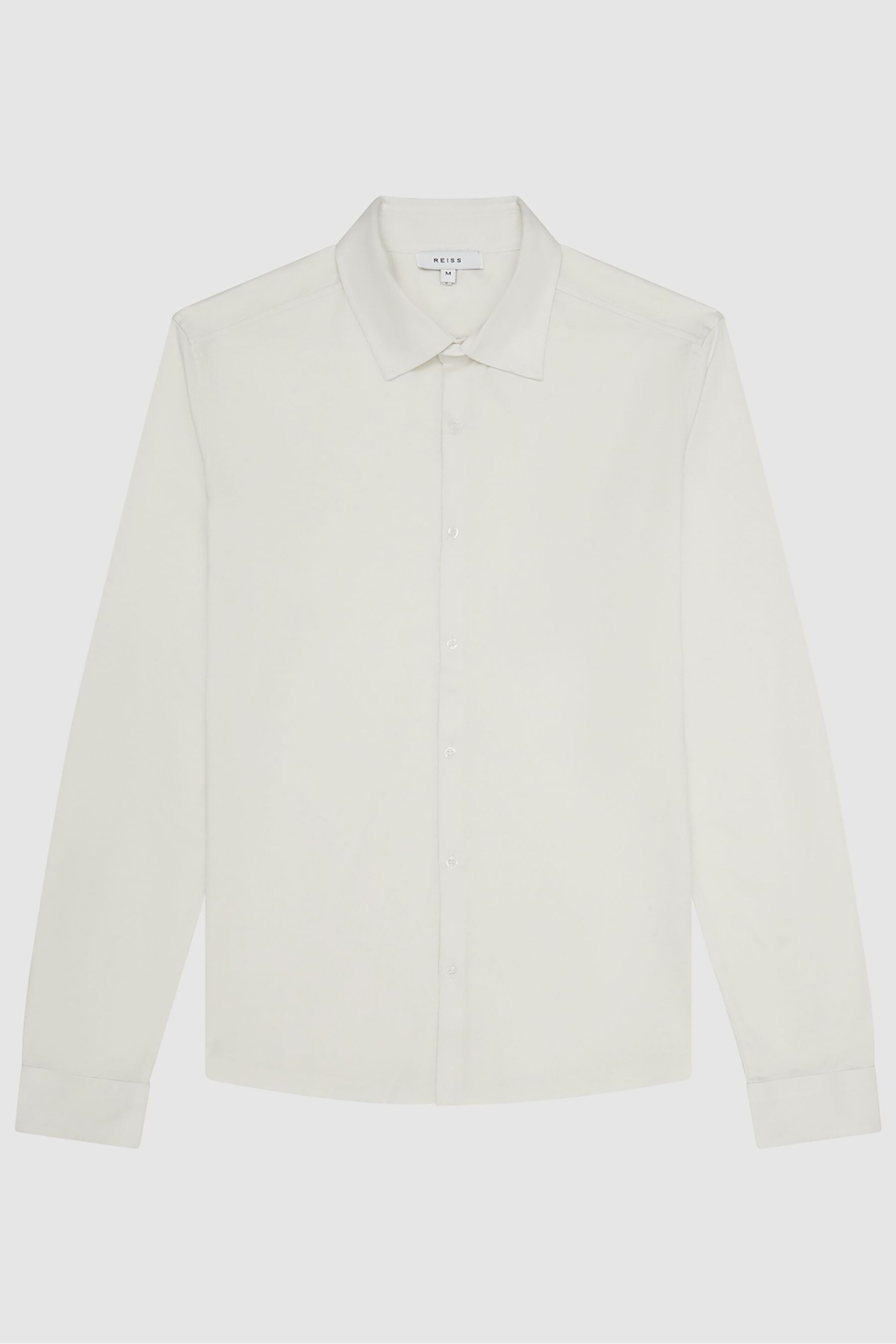 Reiss Ecru King Mercerised Cotton Button-Through Shirt - Image 2 of 6