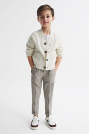 Reiss Taupe Brighton Senior Relaxed Elasticated Trousers with Turn-Ups - Image 1 of 7