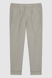 Reiss Taupe Brighton Senior Relaxed Elasticated Trousers with Turn-Ups - Image 2 of 7