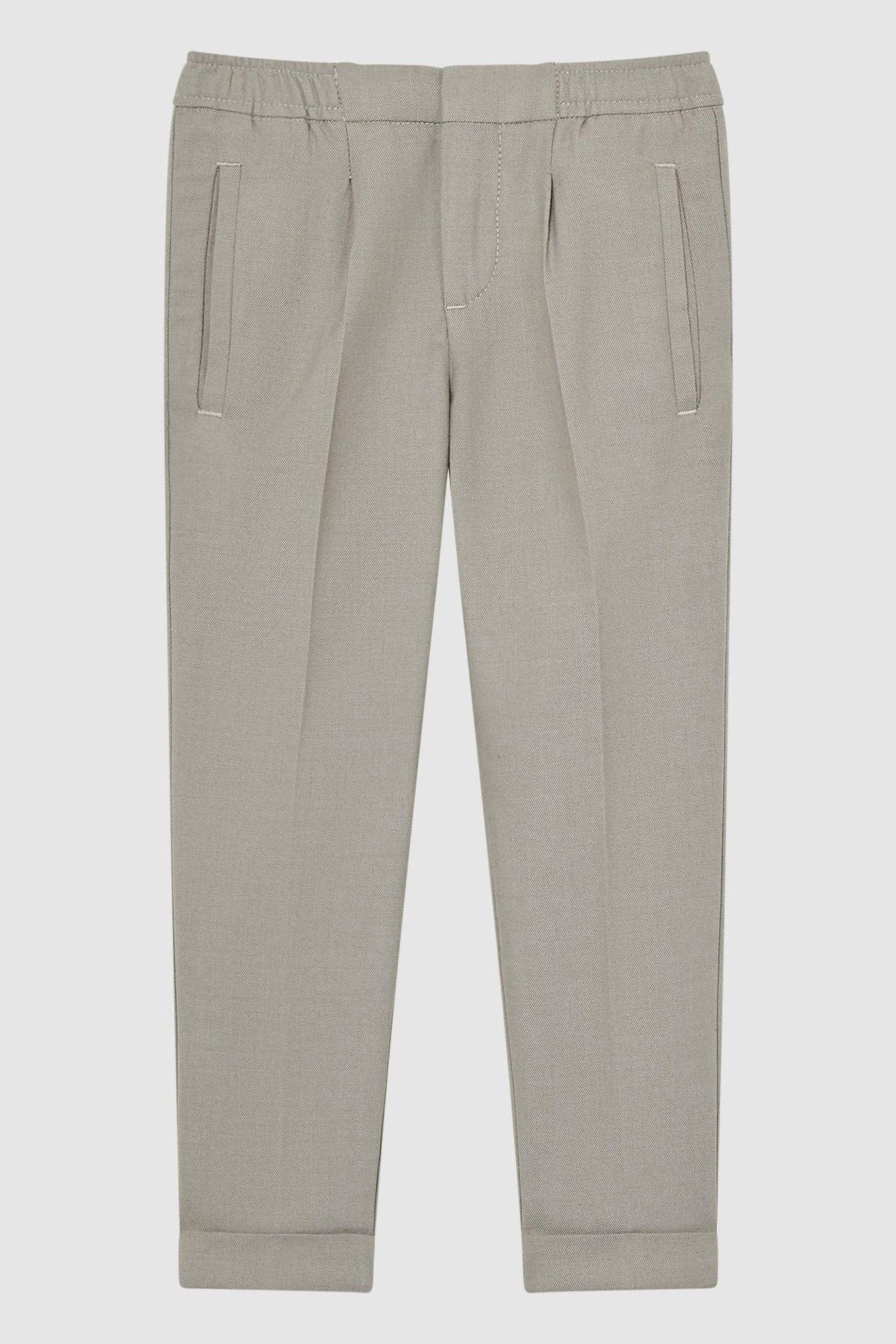 Reiss Taupe Brighton Senior Relaxed Elasticated Trousers with Turn-Ups - Image 2 of 7