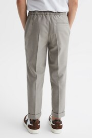 Reiss Taupe Brighton Senior Relaxed Elasticated Trousers with Turn-Ups - Image 5 of 7