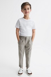 Reiss Taupe Brighton Senior Relaxed Elasticated Trousers with Turn-Ups - Image 6 of 7