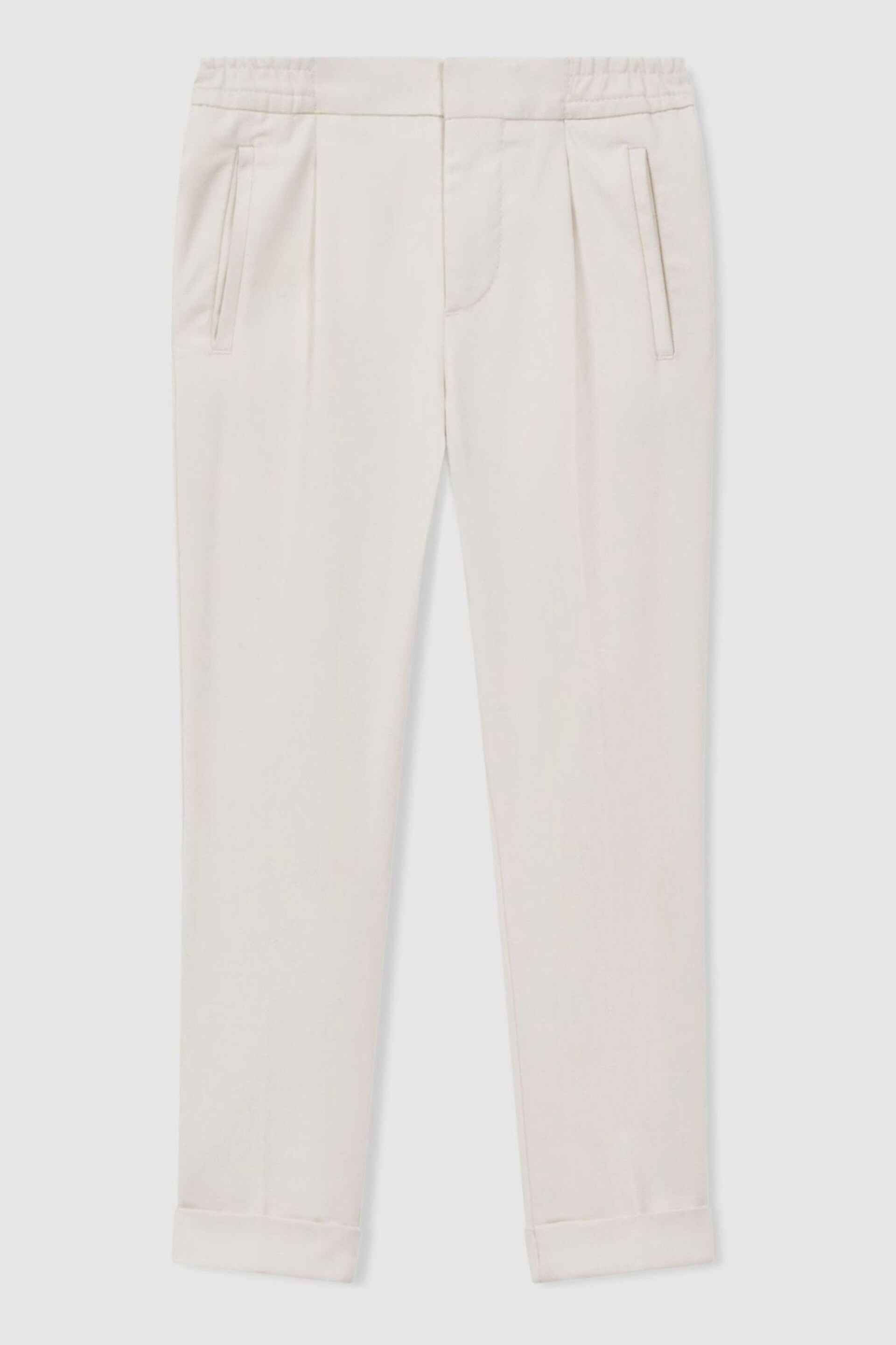 Reiss Ecru Brighton Senior Relaxed Elasticated Trousers with Turn-Ups - Image 2 of 6