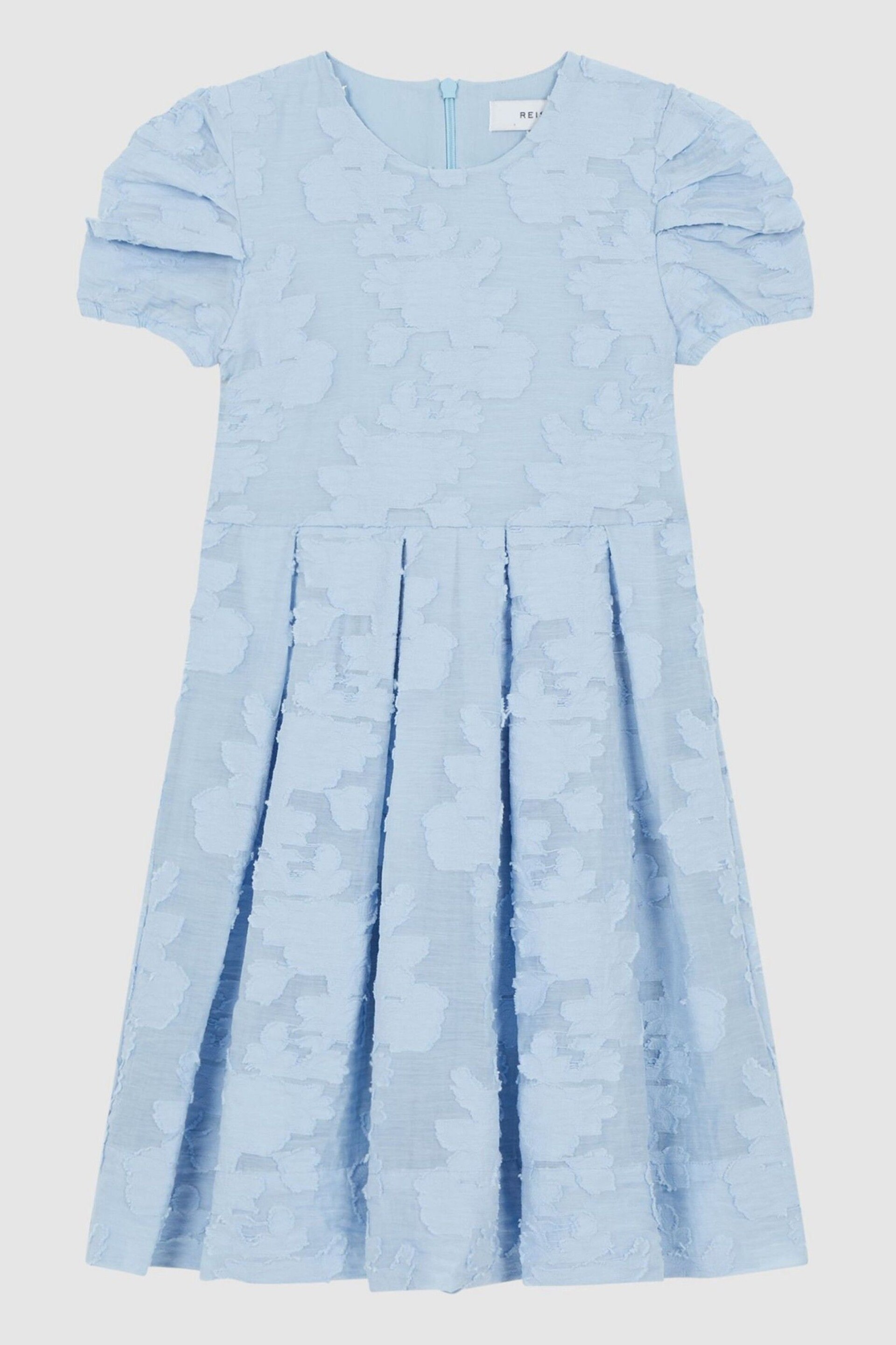 Reiss Blue Amalie Senior Floral Print Textured Dress - Image 2 of 6