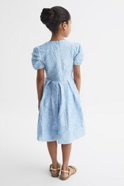 Reiss Blue Amalie Junior Floral Print Textured Dress - Image 5 of 6