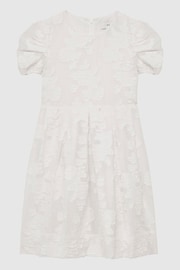 Reiss Ivory Amalie Junior Floral Print Textured Dress - Image 2 of 7