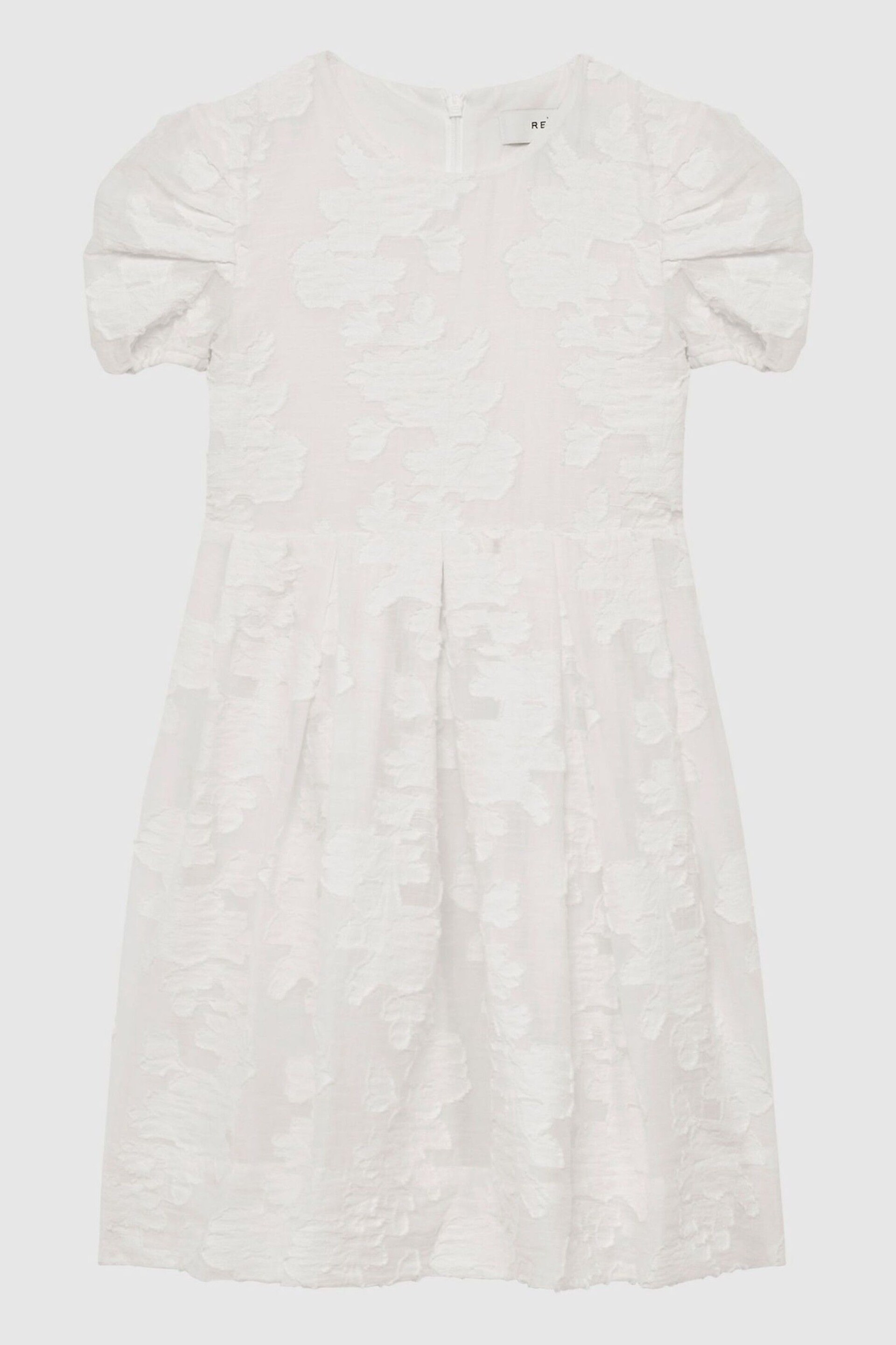 Reiss Ivory Amalie Junior Floral Print Textured Dress - Image 2 of 7