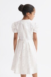 Reiss Ivory Amalie Junior Floral Print Textured Dress - Image 5 of 7