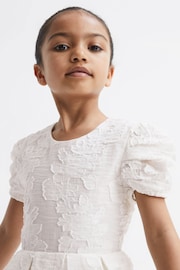 Reiss Ivory Amalie Junior Floral Print Textured Dress - Image 6 of 7