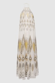 Reiss Yellow Liza Printed Halter Neck Maxi Dress - Image 2 of 4