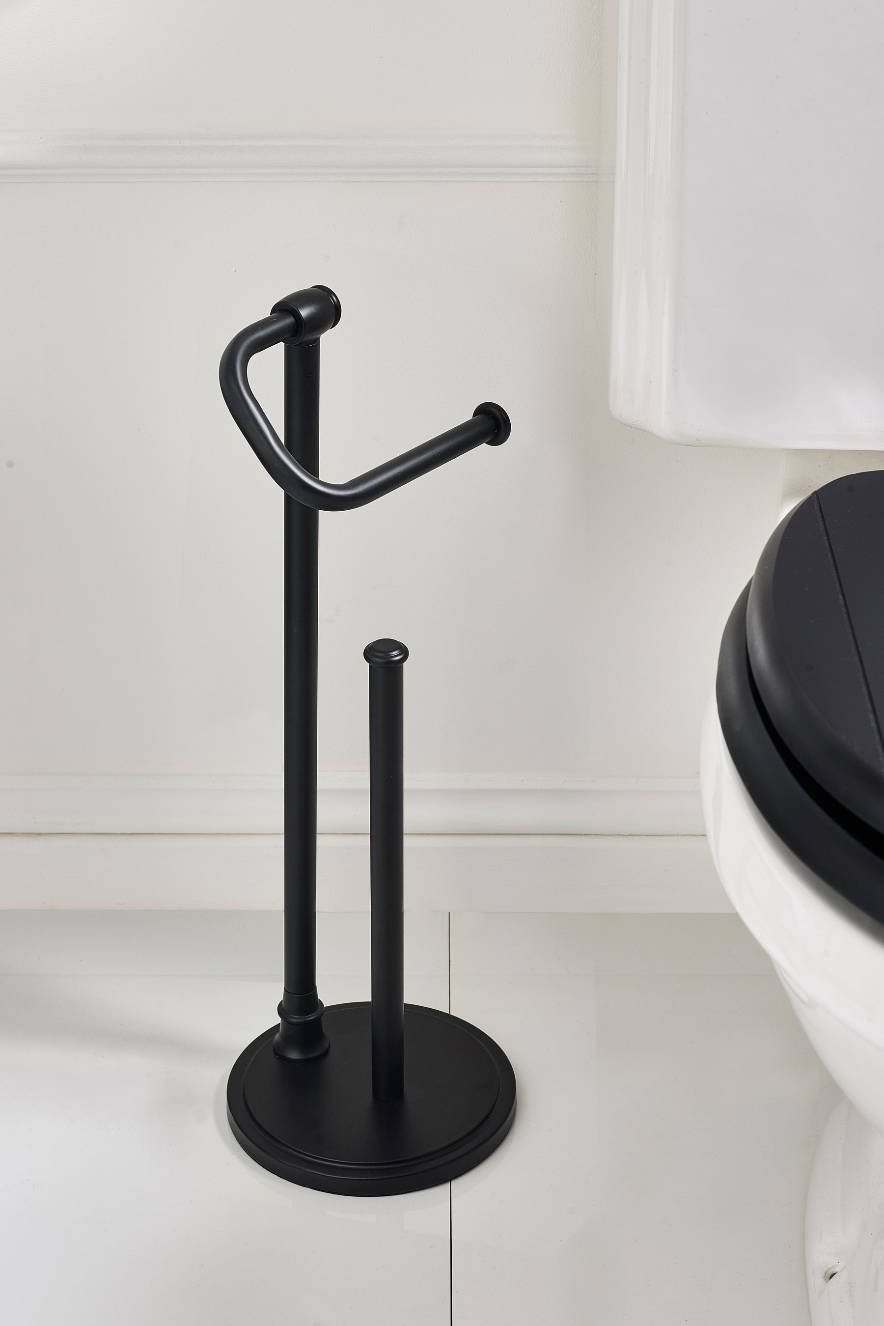 Black towel and toilet roll holder clearance