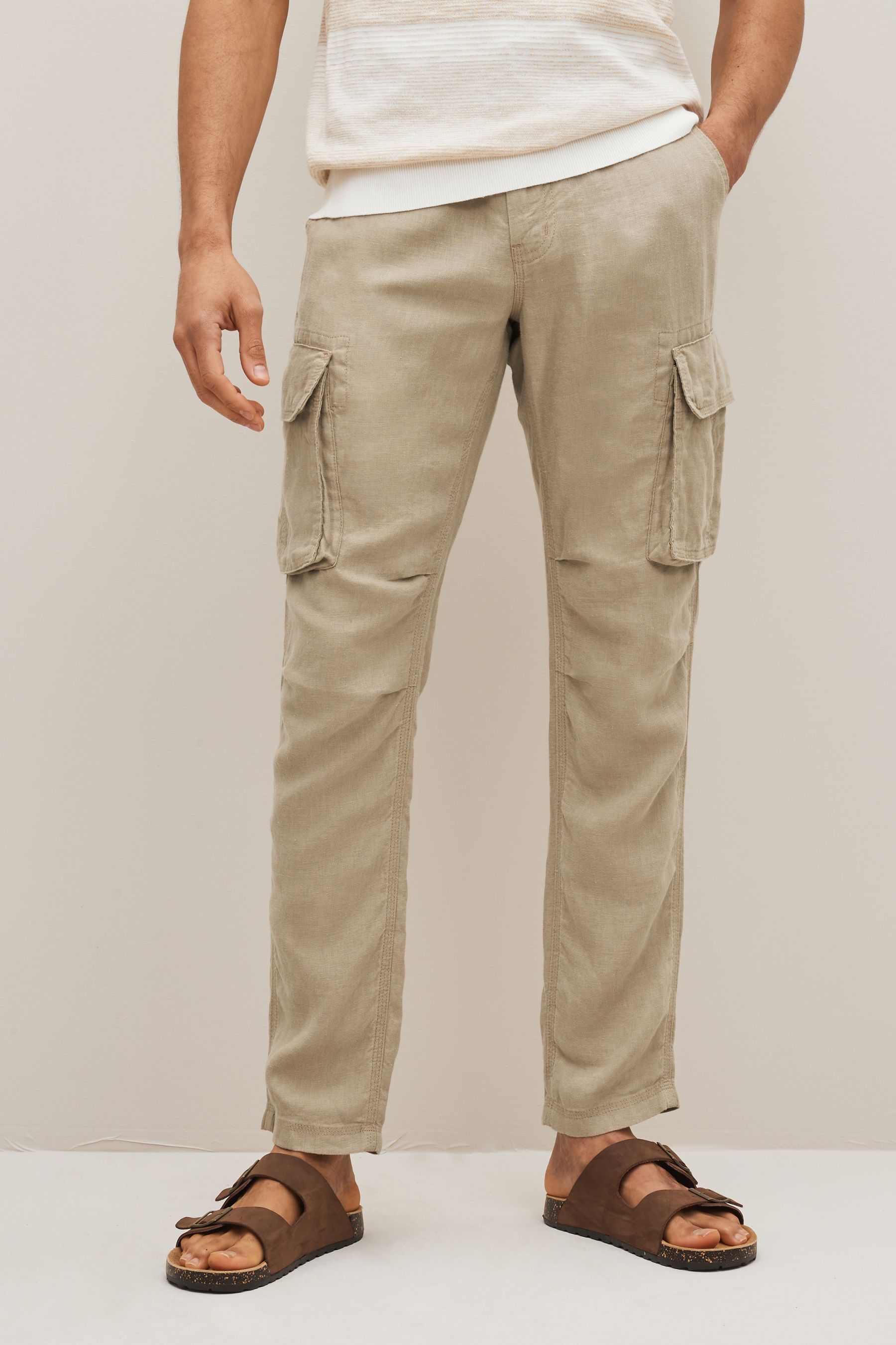 Mens linen cargo trousers uk sales