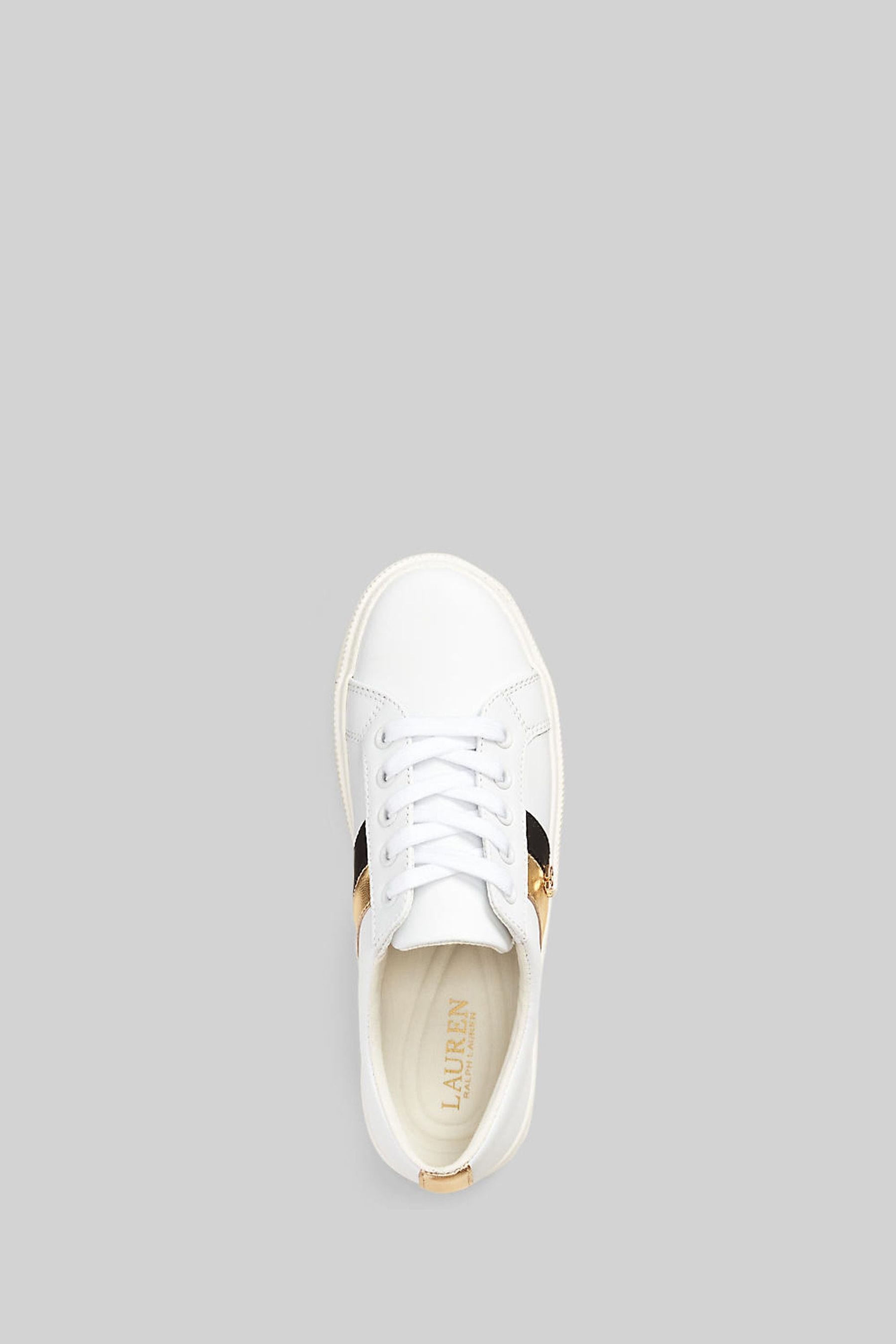 Buy Lauren Ralph Lauren White And Gold Janson Logo Trainers from the Next UK online shop