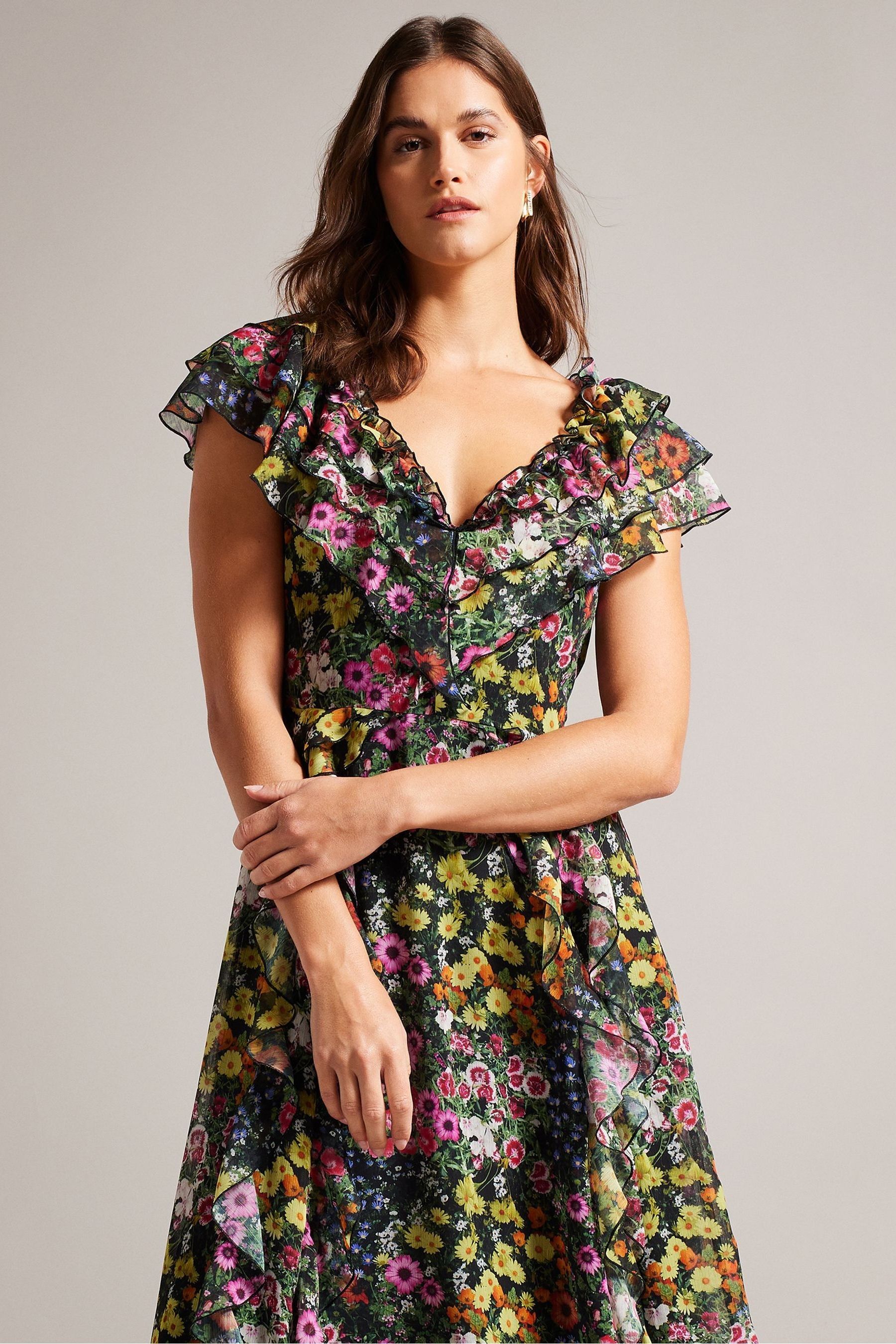 Ted baker black tie dress on sale