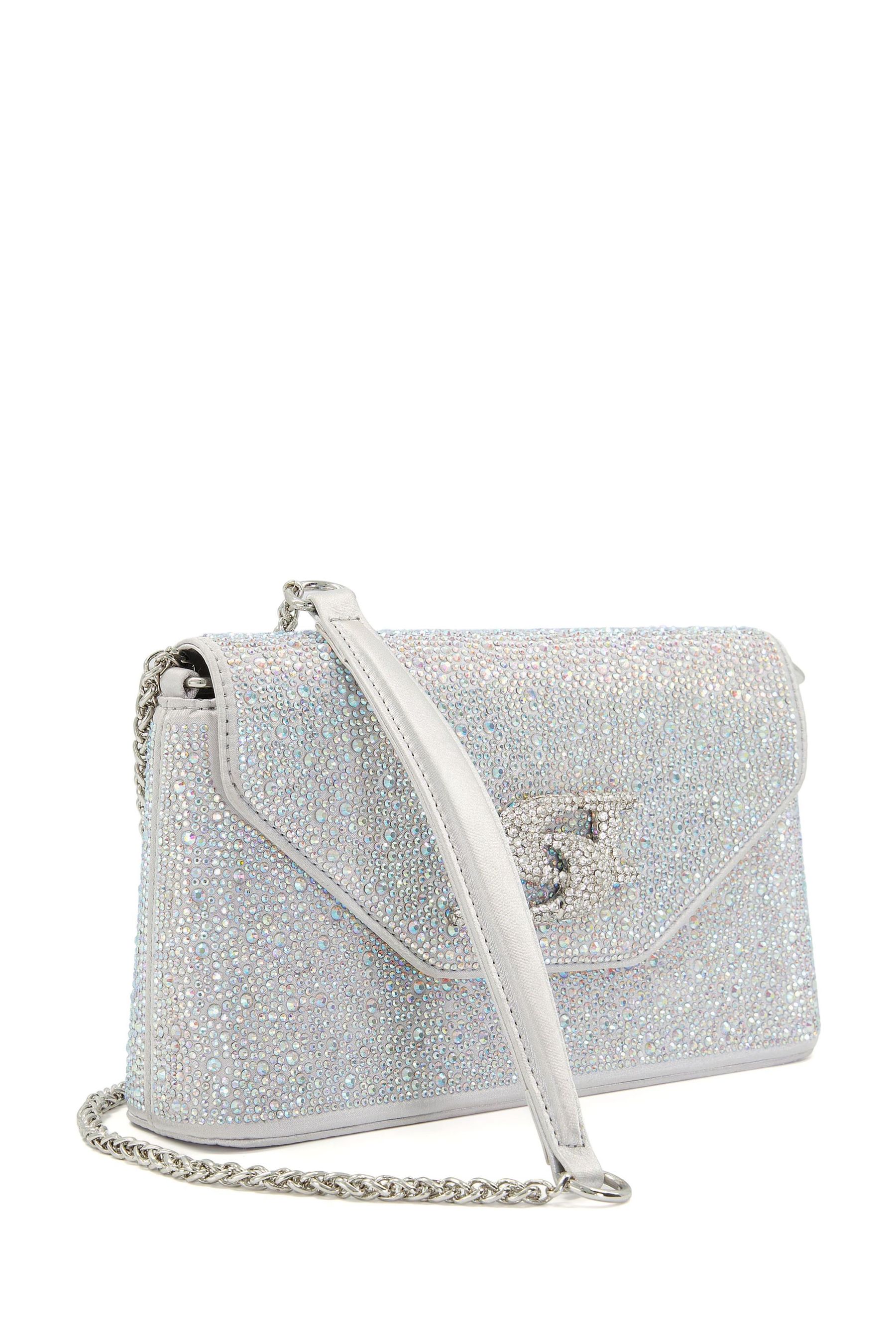 Buy Dune London Silver Beamed Diamante D Trim Clutch from Next Luxembourg