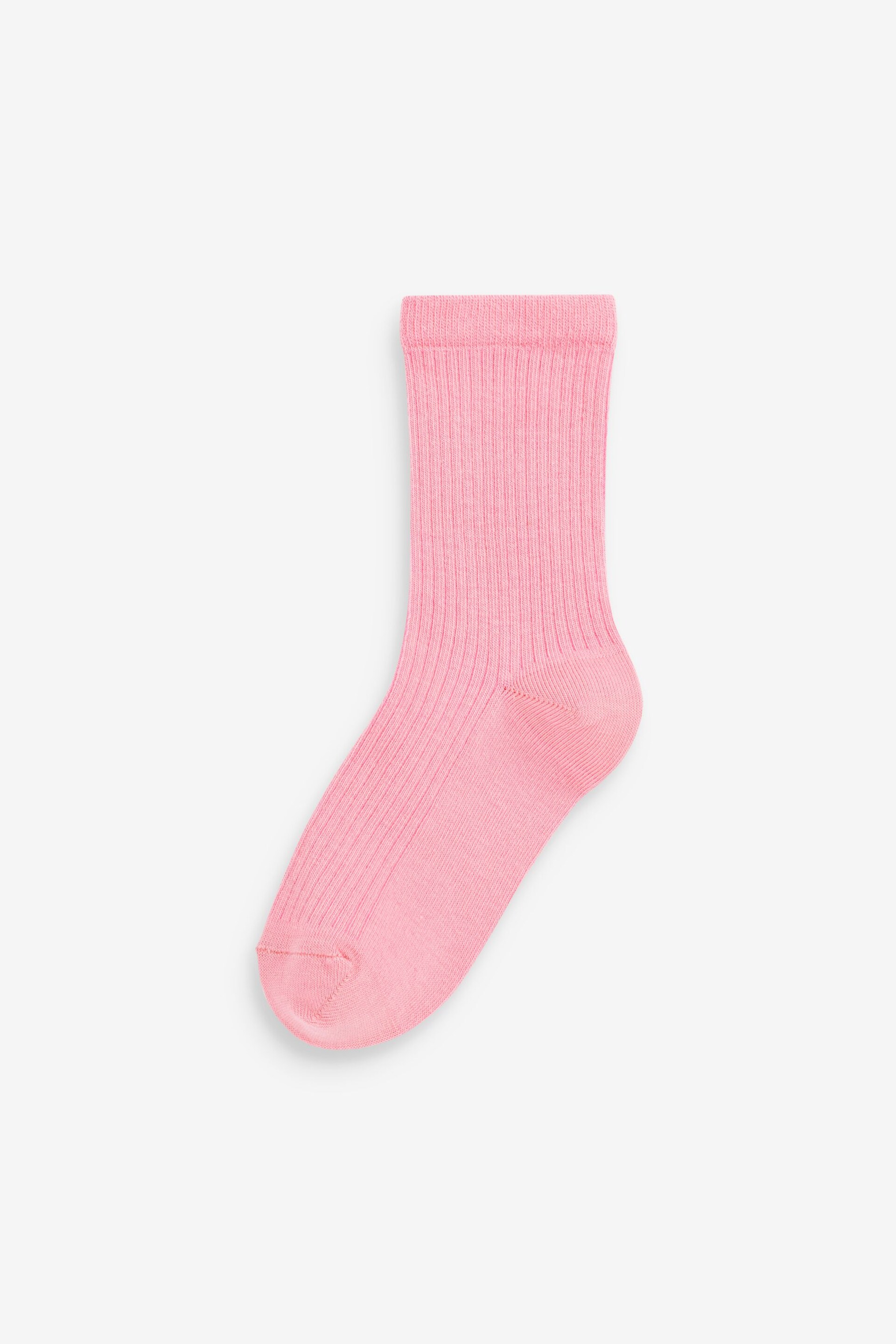 Pink and White 2 Pack Cotton Rich Ribbed Ankle Sport Socks - Image 3 of 3