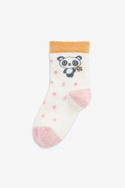 Pink and Yellow 5 Pack Cotton Rich Panda Character Ankle Socks - Image 2 of 6