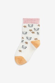 Pink and Yellow 5 Pack Cotton Rich Panda Character Ankle Socks - Image 4 of 6