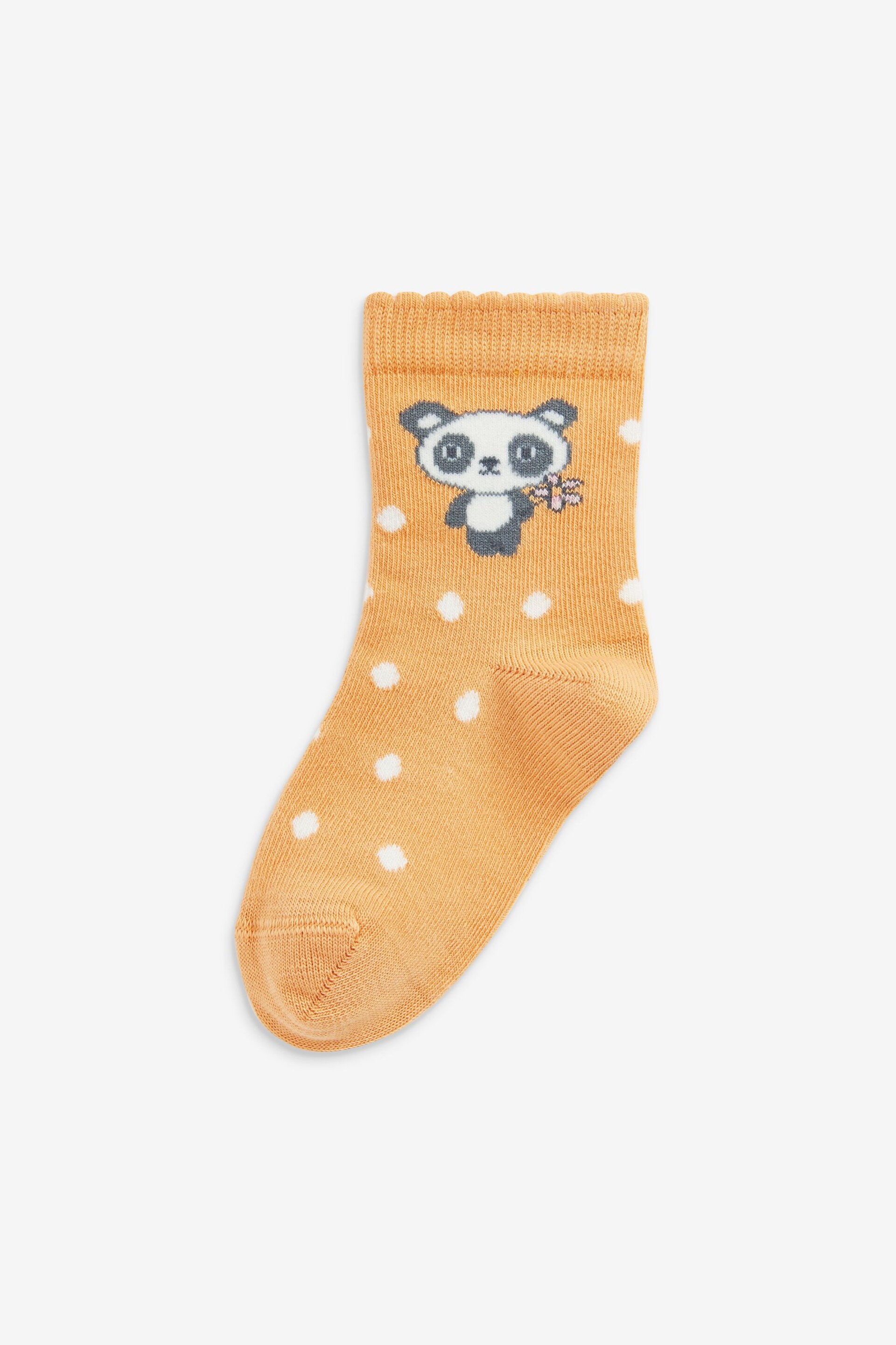 Pink and Yellow 5 Pack Cotton Rich Panda Character Ankle Socks - Image 5 of 6