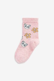 Pink and Yellow 5 Pack Cotton Rich Panda Character Ankle Socks - Image 6 of 6