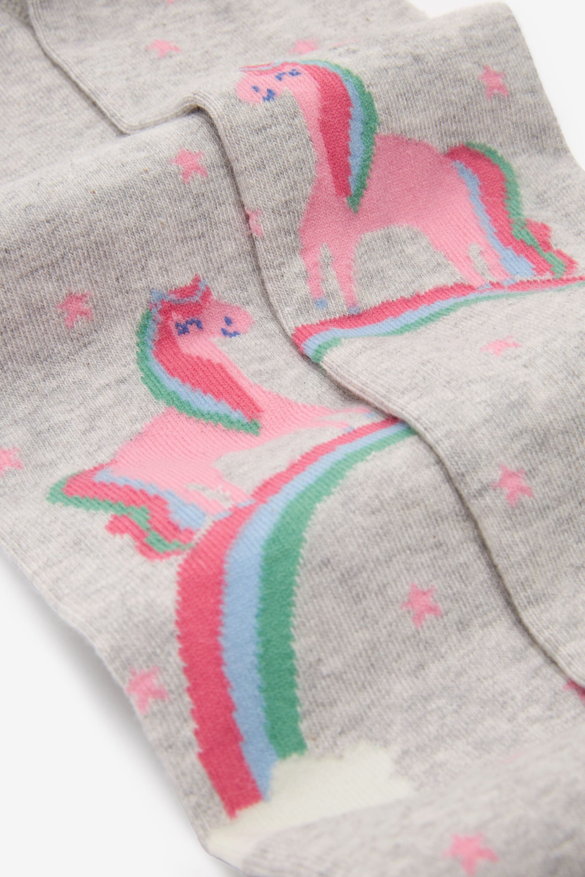 Blue, Pink and Grey 3 Pack Cotton Rich Unicorn Tights - Image 8 of 8