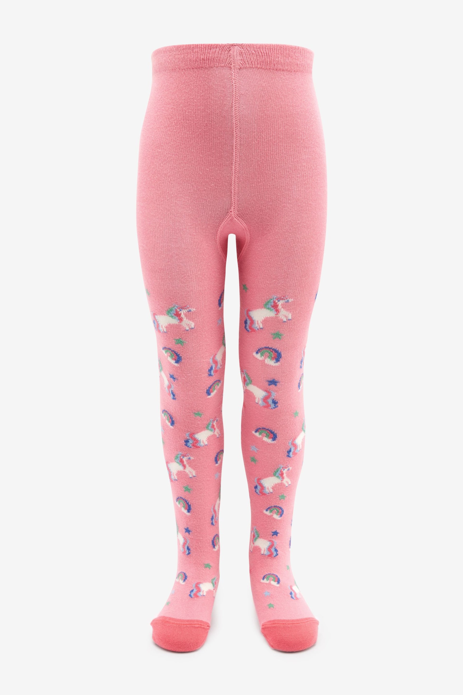 Blue, Pink and Grey 3 Pack Cotton Rich Unicorn Tights - Image 2 of 8